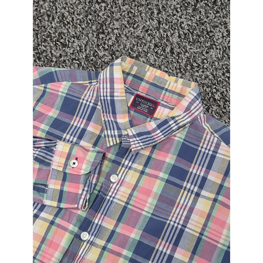 Untuckit Long‎ Sleeve Button Up Mens XL Slim Easter Plaid Shirt